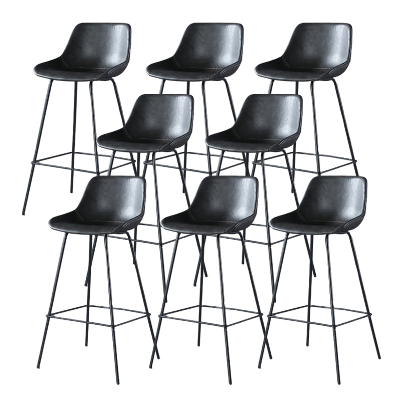 Contemporary Upholstered Low Back Bucket Bar Stools with Metal Base
