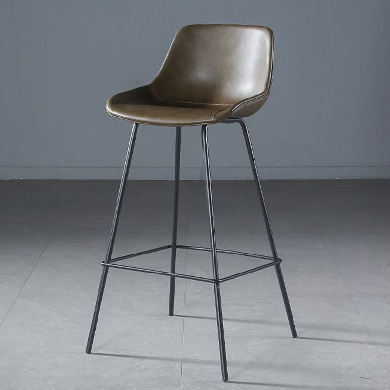 Contemporary Upholstered Low Back Bucket Bar Stools with Metal Base