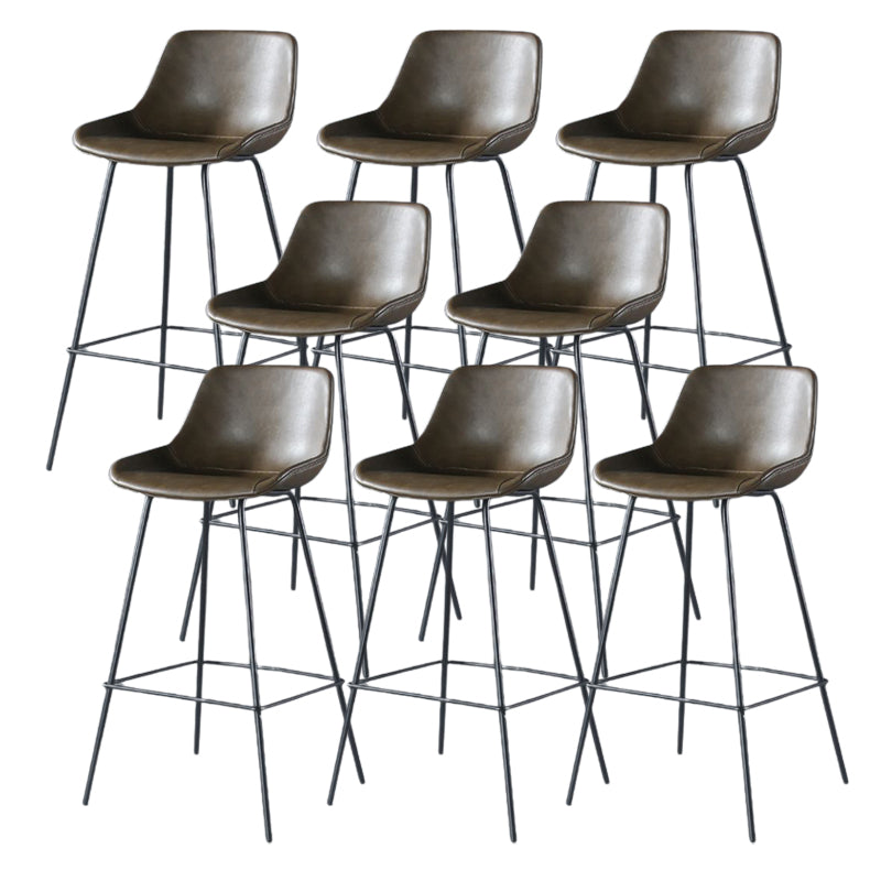 Contemporary Upholstered Low Back Bucket Bar Stools with Metal Base