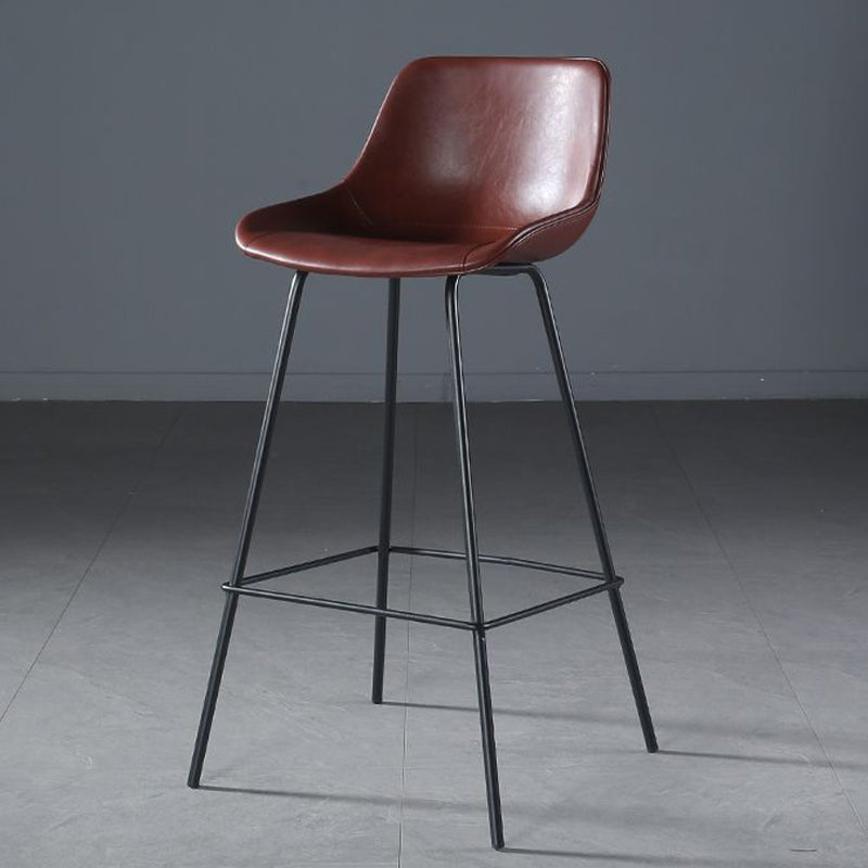 Contemporary Upholstered Low Back Bucket Bar Stools with Metal Base