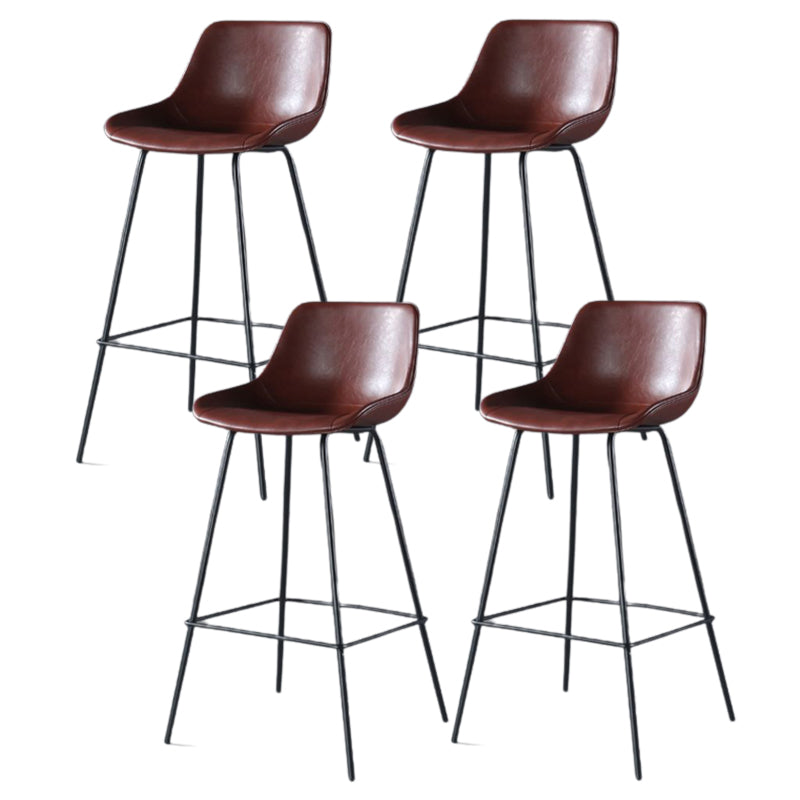 Contemporary Upholstered Low Back Bucket Bar Stools with Metal Base