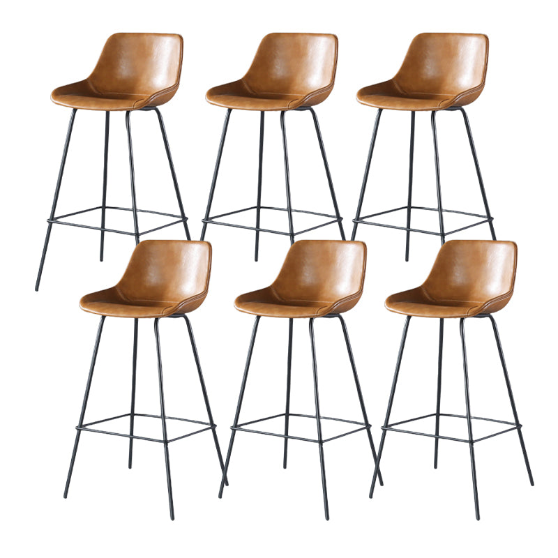 Contemporary Upholstered Low Back Bucket Bar Stools with Metal Base