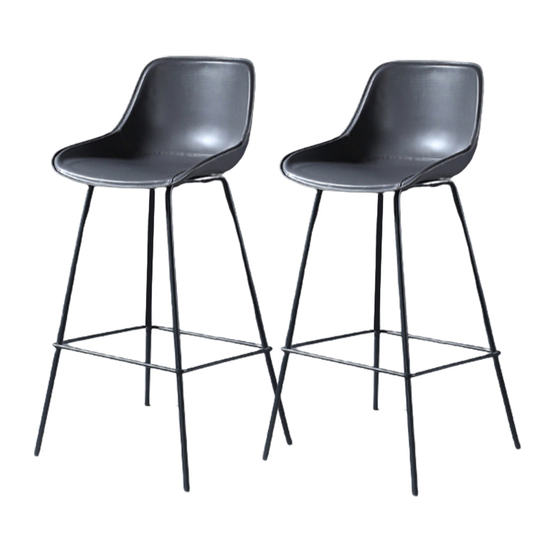 Contemporary Upholstered Low Back Bucket Bar Stools with Metal Base
