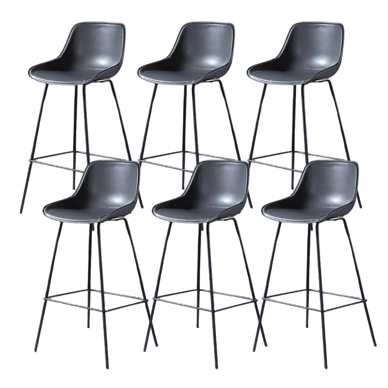Contemporary Upholstered Low Back Bucket Bar Stools with Metal Base