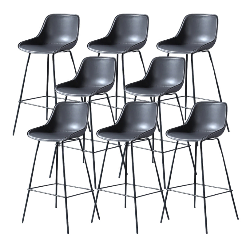 Contemporary Upholstered Low Back Bucket Bar Stools with Metal Base