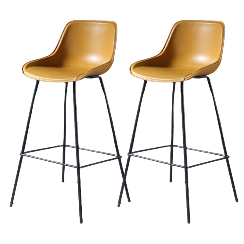 Contemporary Upholstered Low Back Bucket Bar Stools with Metal Base