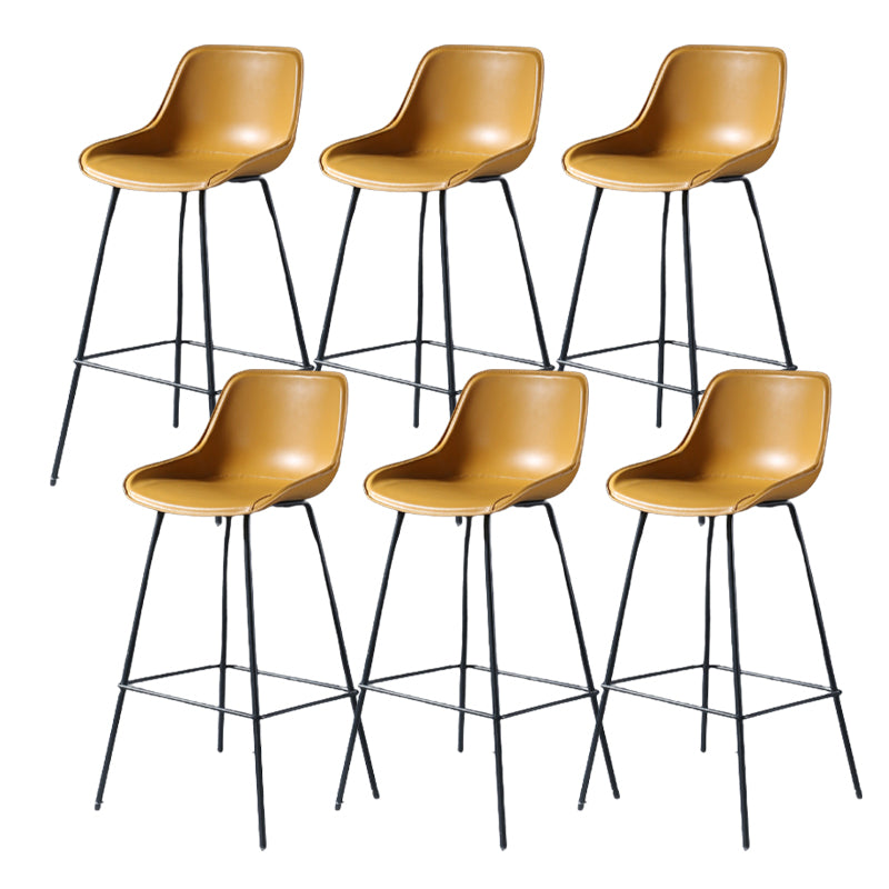 Contemporary Upholstered Low Back Bucket Bar Stools with Metal Base