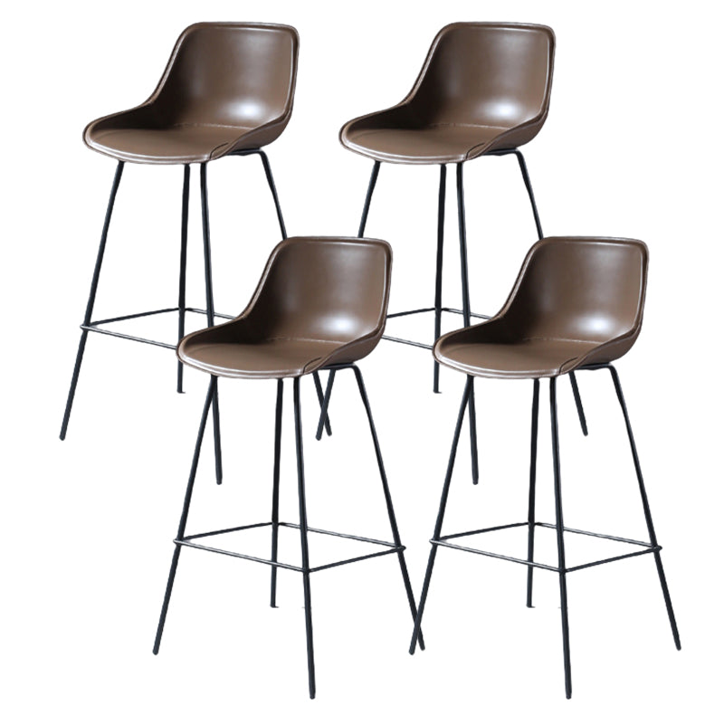 Contemporary Upholstered Low Back Bucket Bar Stools with Metal Base