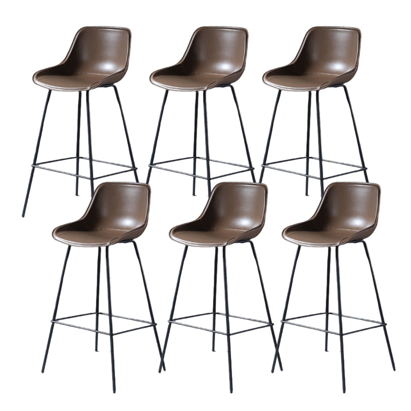 Contemporary Upholstered Low Back Bucket Bar Stools with Metal Base