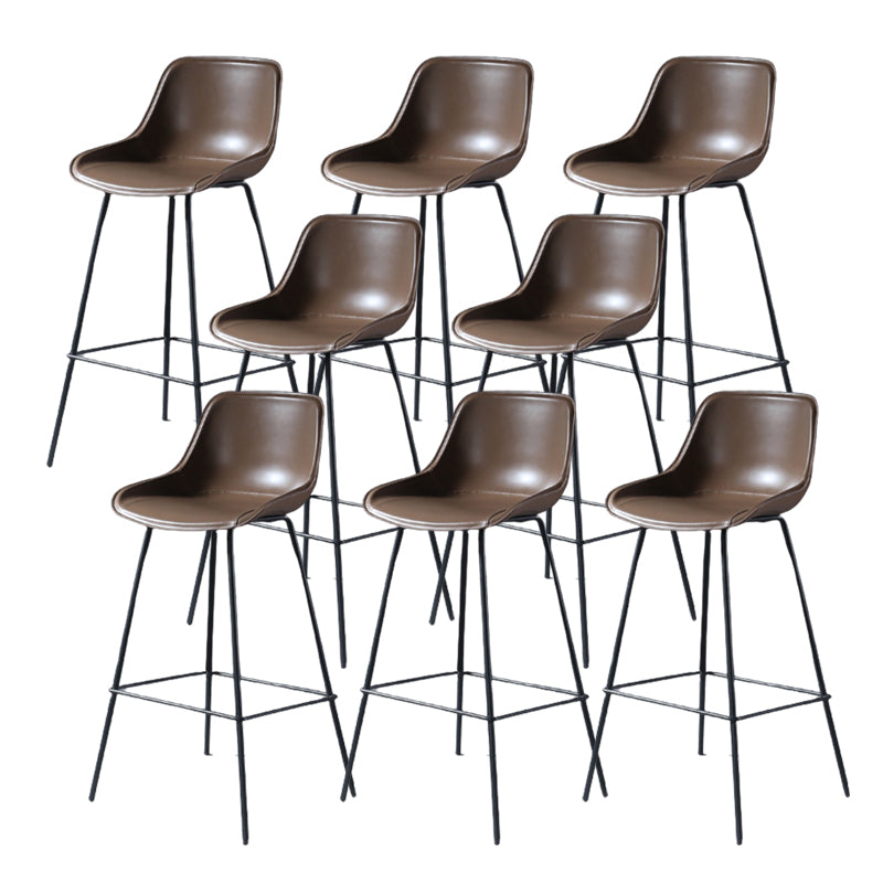 Contemporary Upholstered Low Back Bucket Bar Stools with Metal Base