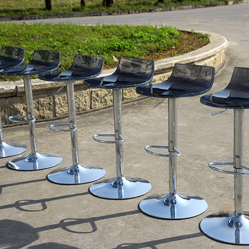 Low Back Armless Adjustable Height Swivel Bar Stool with Footrest