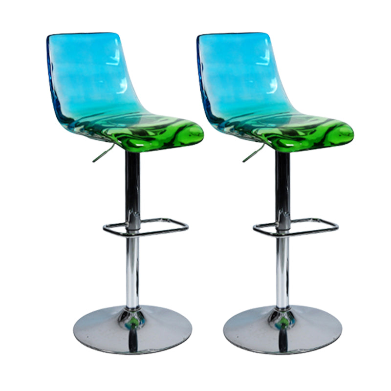 Low Back Armless Adjustable Height Swivel Bar Stool with Footrest