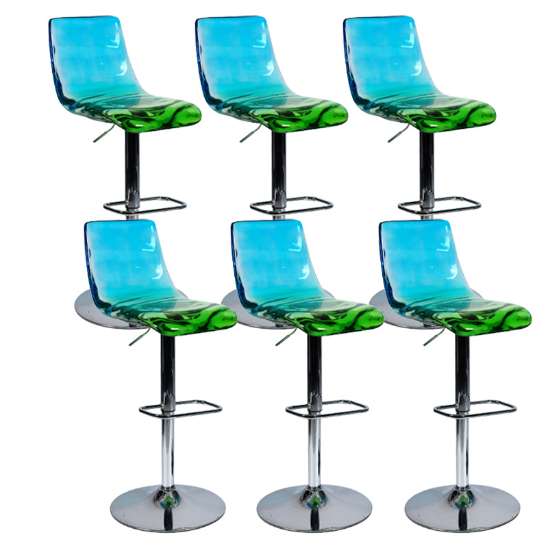 Low Back Armless Adjustable Height Swivel Bar Stool with Footrest