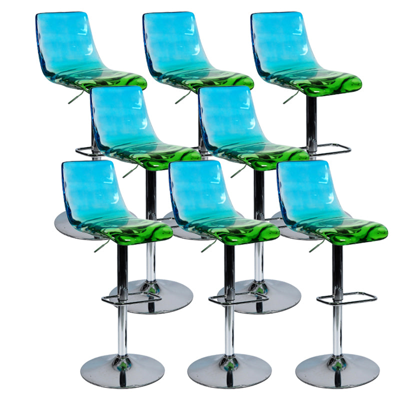 Low Back Armless Adjustable Height Swivel Bar Stool with Footrest