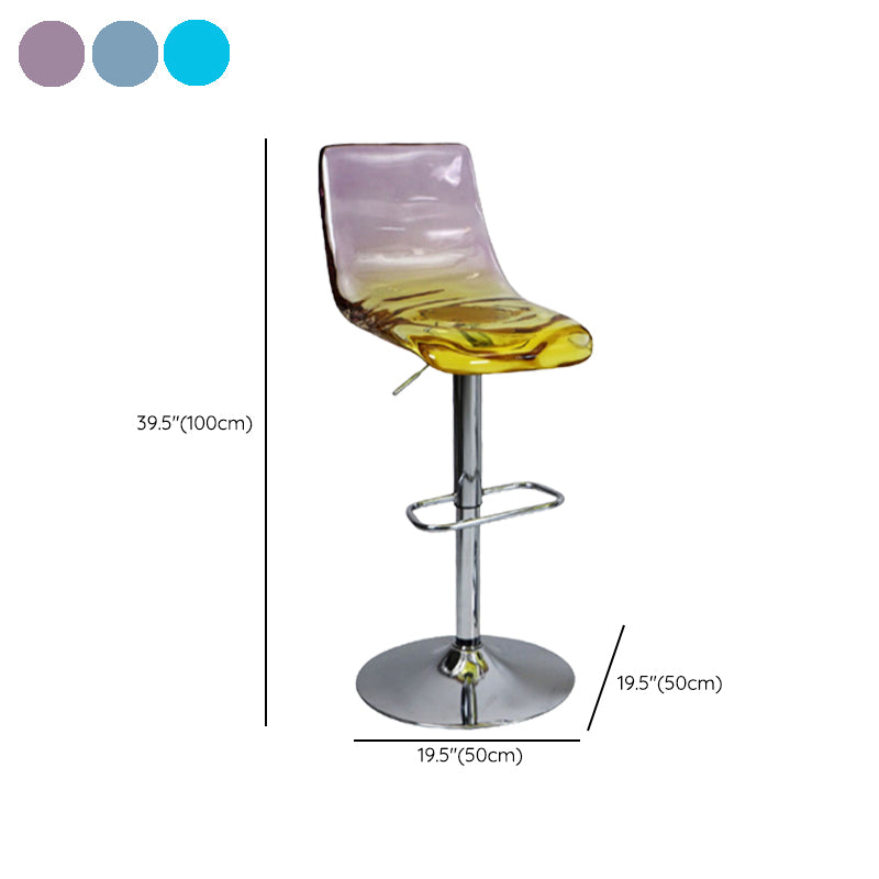 Low Back Armless Adjustable Height Swivel Bar Stool with Footrest