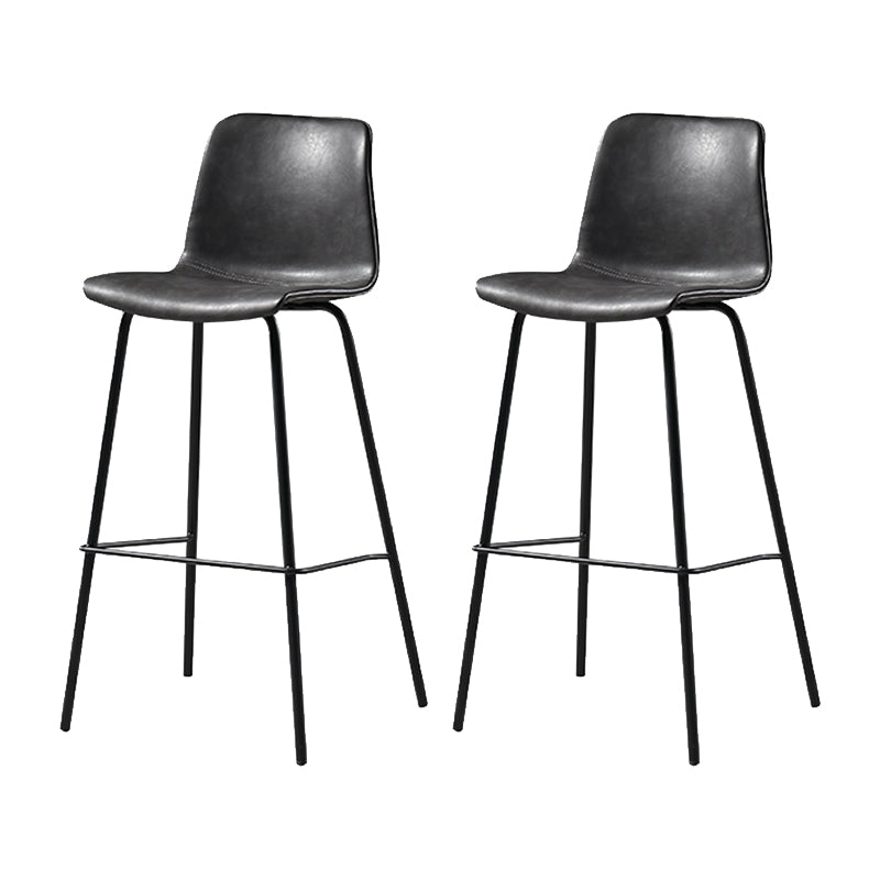 Contemporary Backrest Faux Leather Armless Bar Stool with Footrest