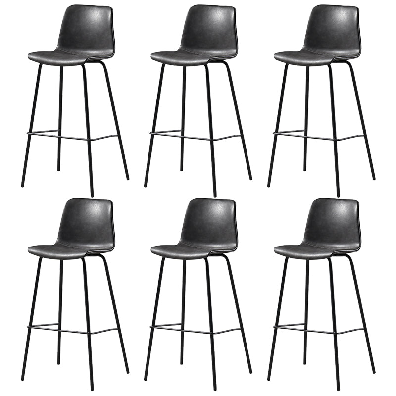 Contemporary Backrest Faux Leather Armless Bar Stool with Footrest