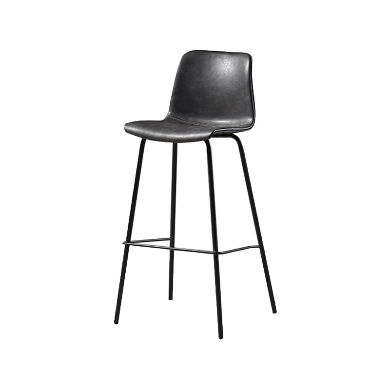 Contemporary Backrest Faux Leather Armless Bar Stool with Footrest