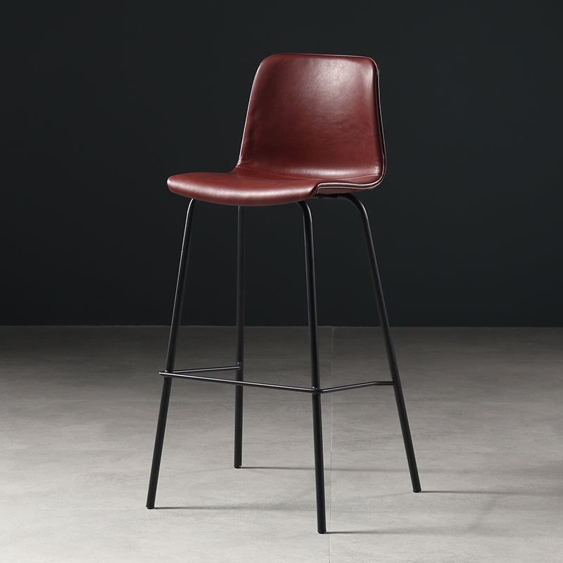 Contemporary Backrest Faux Leather Armless Bar Stool with Footrest