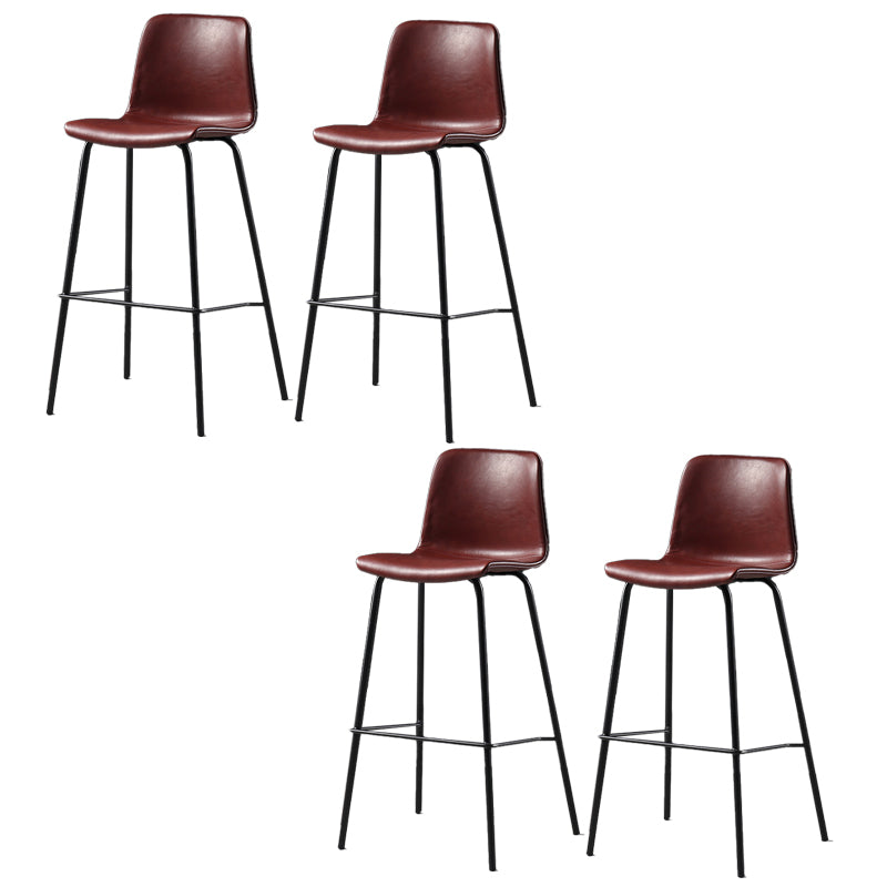 Contemporary Backrest Faux Leather Armless Bar Stool with Footrest