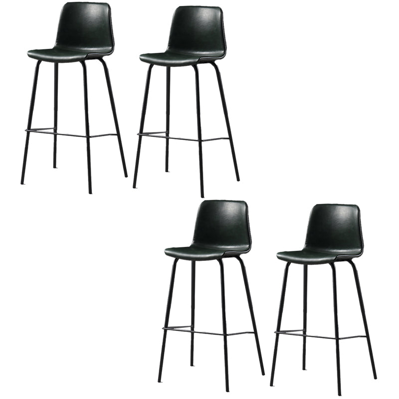 Contemporary Backrest Faux Leather Armless Bar Stool with Footrest