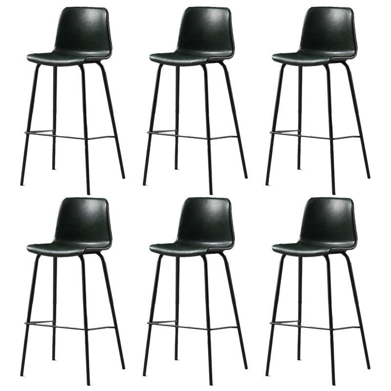 Contemporary Backrest Faux Leather Armless Bar Stool with Footrest