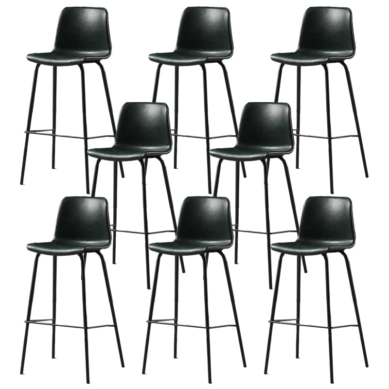 Contemporary Backrest Faux Leather Armless Bar Stool with Footrest