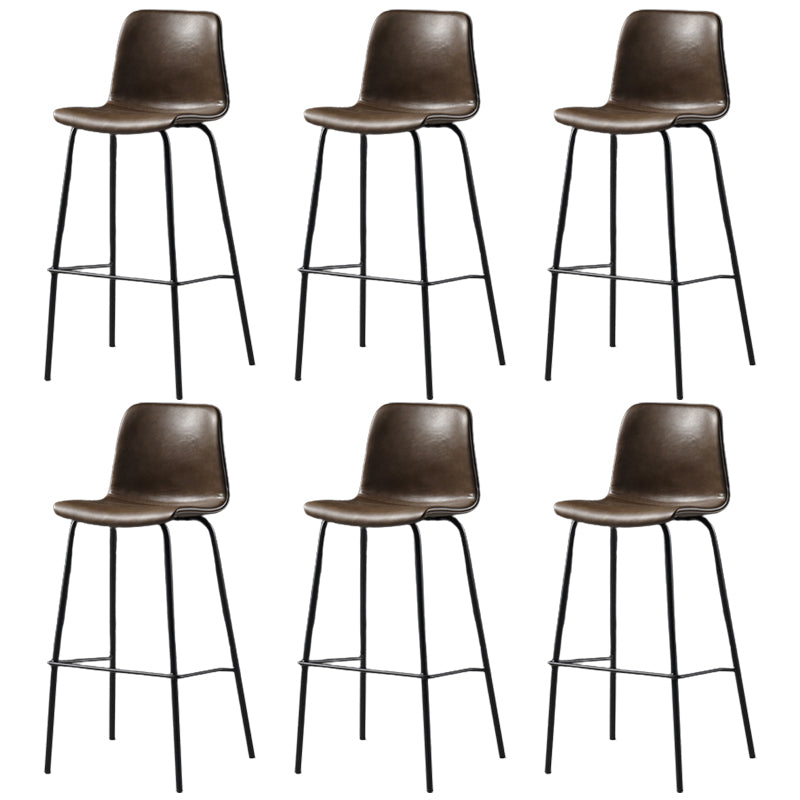 Contemporary Backrest Faux Leather Armless Bar Stool with Footrest