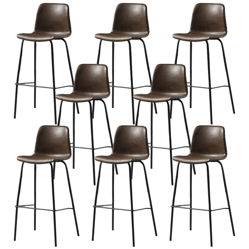 Contemporary Backrest Faux Leather Armless Bar Stool with Footrest