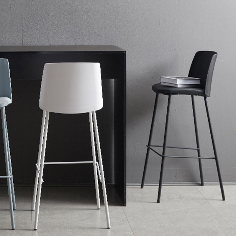 Contemporary Upholstered Low Back Plastic Bar Stools with Metal Base