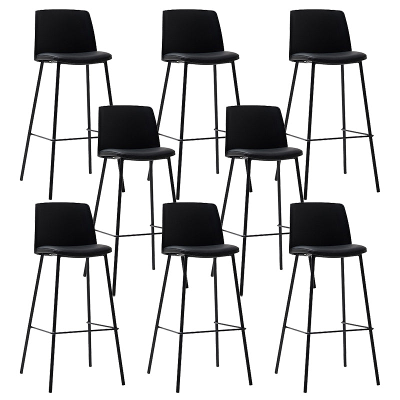 Contemporary Upholstered Low Back Plastic Bar Stools with Metal Base