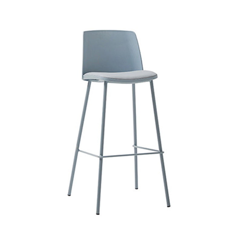 Contemporary Upholstered Low Back Plastic Bar Stools with Metal Base