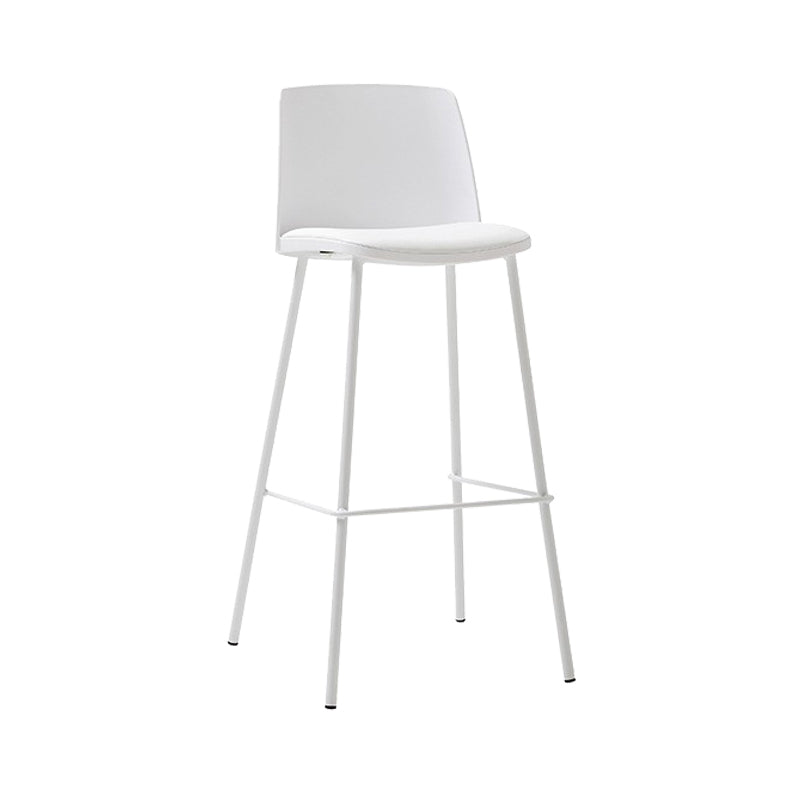 Contemporary Upholstered Low Back Plastic Bar Stools with Metal Base