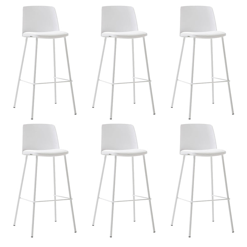 Contemporary Upholstered Low Back Plastic Bar Stools with Metal Base