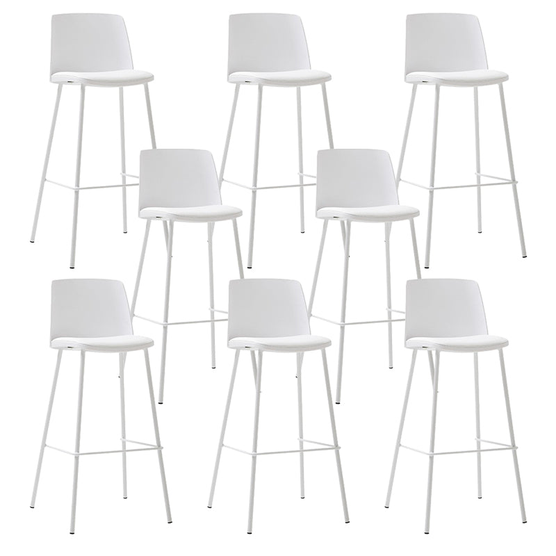 Contemporary Upholstered Low Back Plastic Bar Stools with Metal Base
