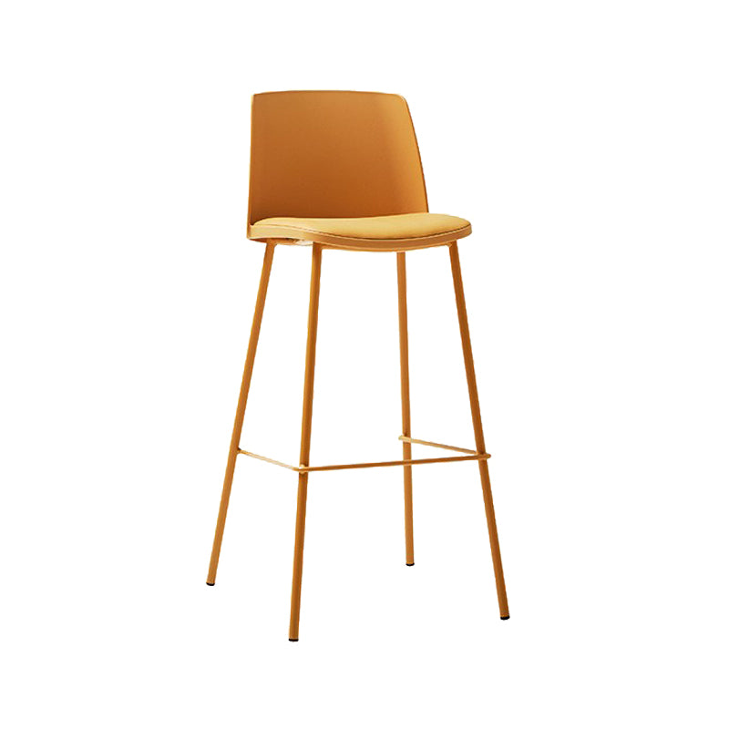 Contemporary Upholstered Low Back Plastic Bar Stools with Metal Base