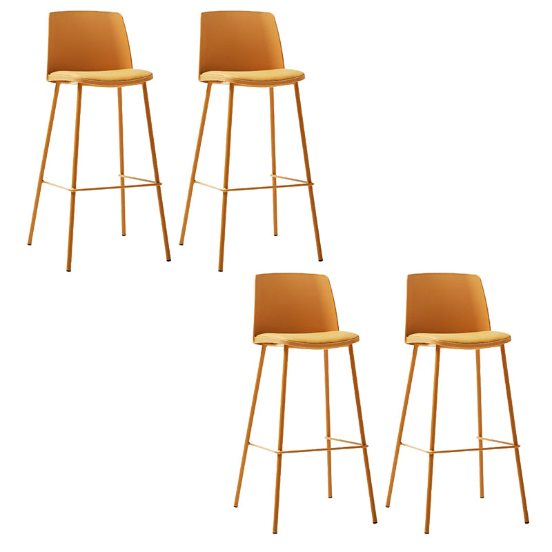 Contemporary Upholstered Low Back Plastic Bar Stools with Metal Base