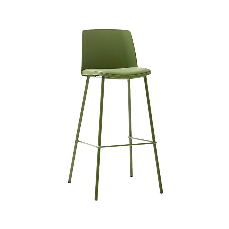 Contemporary Upholstered Low Back Plastic Bar Stools with Metal Base