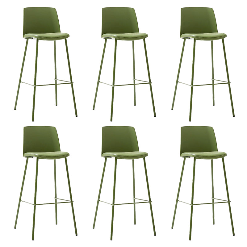 Contemporary Upholstered Low Back Plastic Bar Stools with Metal Base