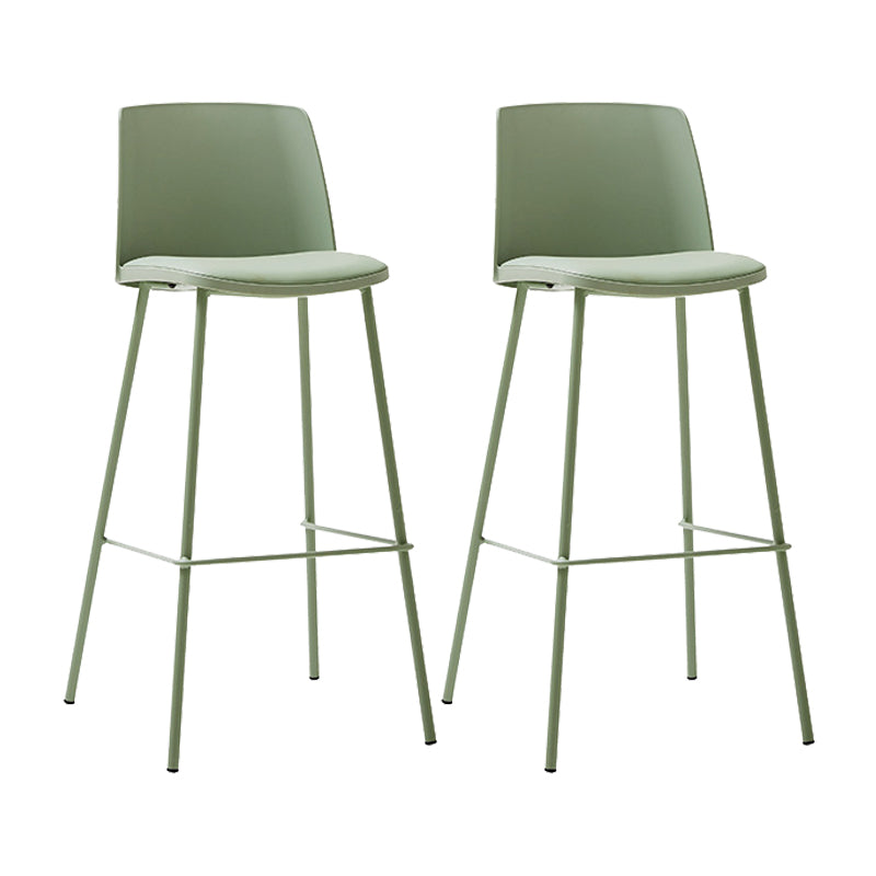 Contemporary Upholstered Low Back Plastic Bar Stools with Metal Base