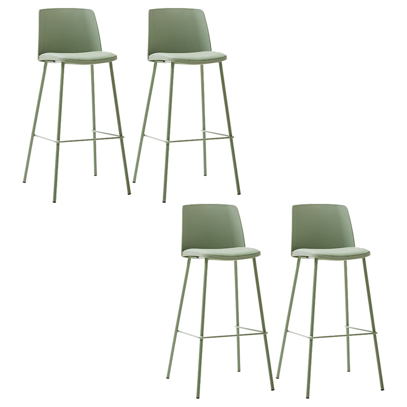 Contemporary Upholstered Low Back Plastic Bar Stools with Metal Base
