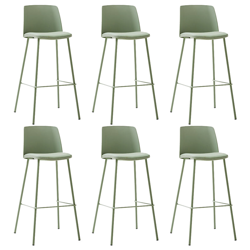 Contemporary Upholstered Low Back Plastic Bar Stools with Metal Base