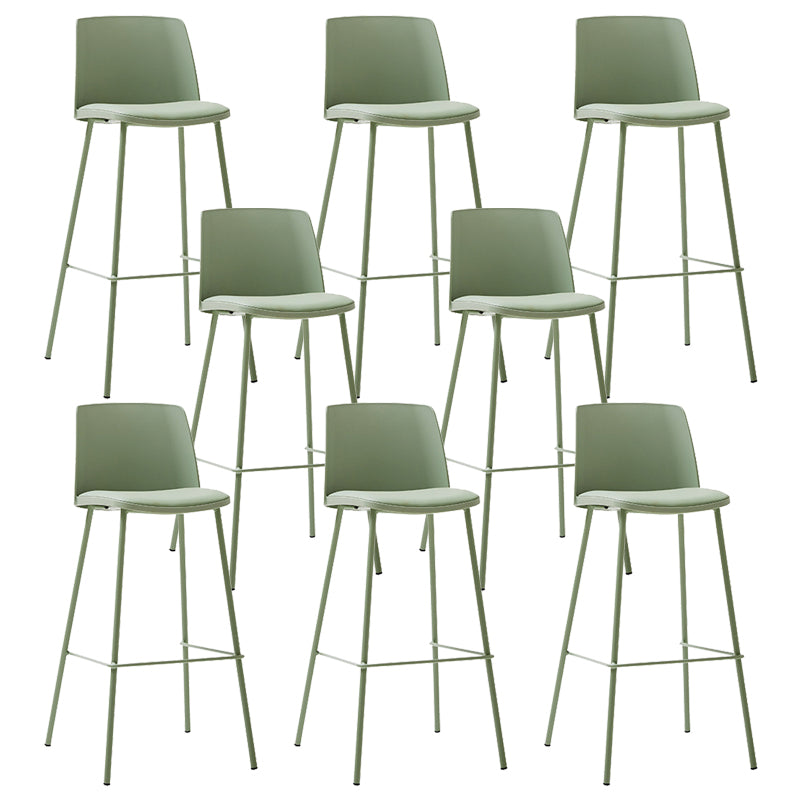 Contemporary Upholstered Low Back Plastic Bar Stools with Metal Base