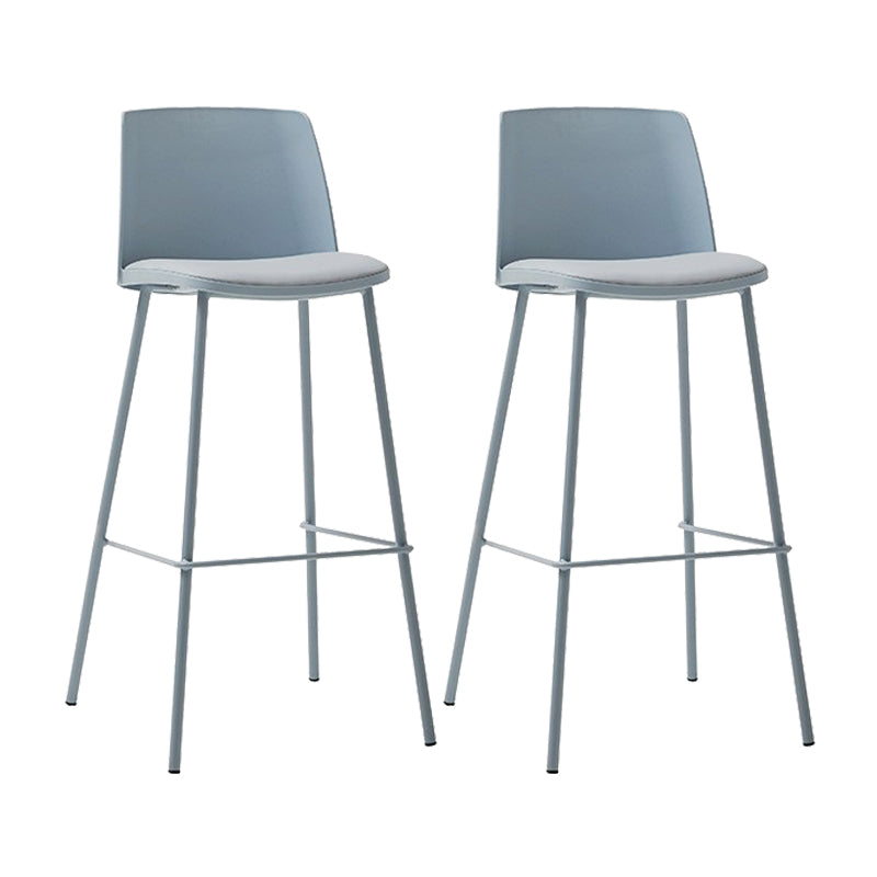 Contemporary Upholstered Low Back Plastic Bar Stools with Metal Base