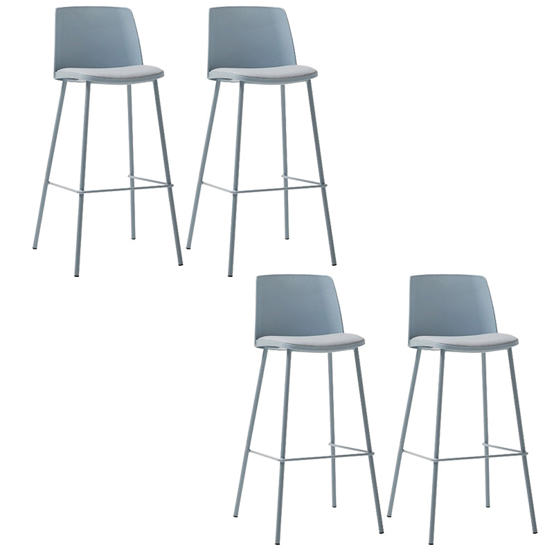Contemporary Upholstered Low Back Plastic Bar Stools with Metal Base