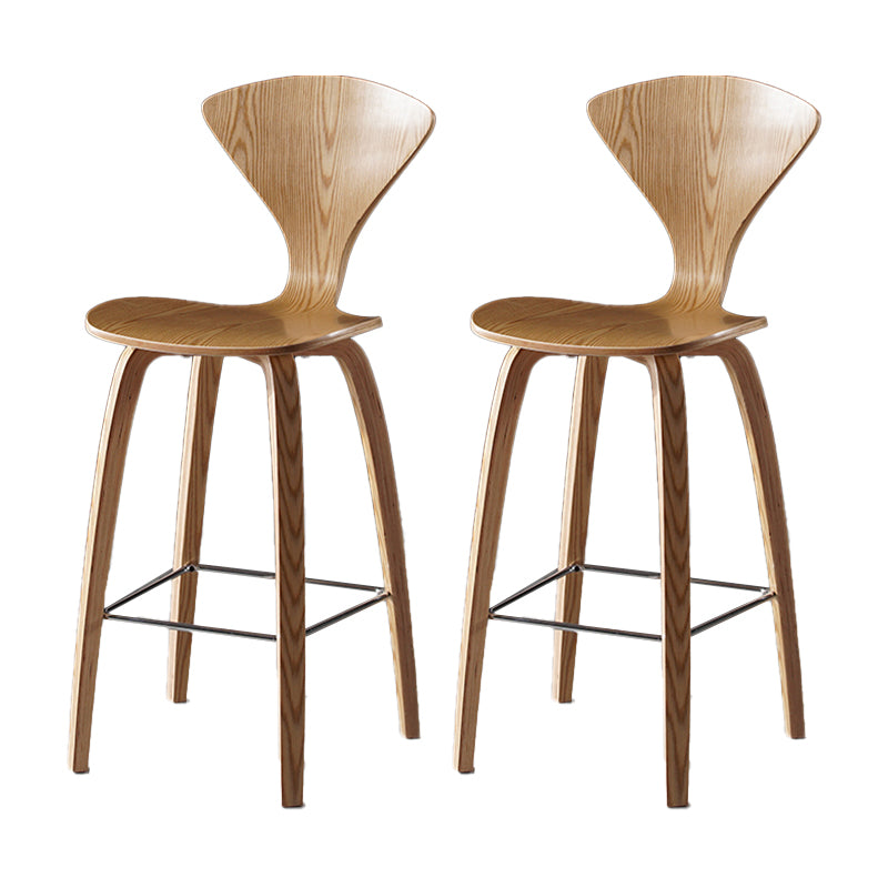 Contemporary Solid Wood Backrest Counter High Stool with 4 Legs