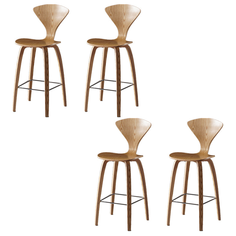 Contemporary Solid Wood Backrest Counter High Stool with 4 Legs