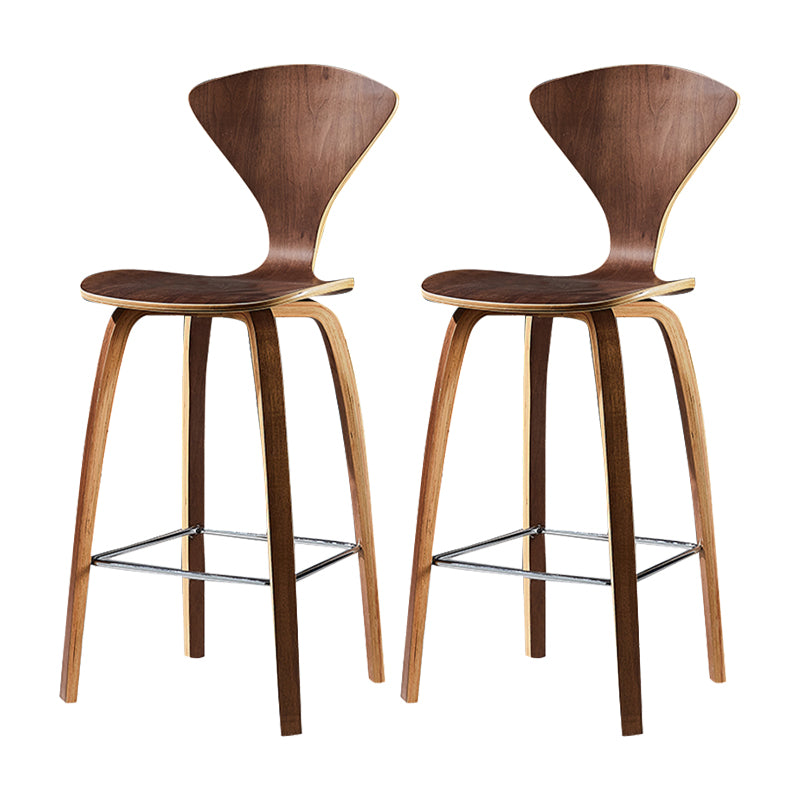 Contemporary Solid Wood Backrest Counter High Stool with 4 Legs