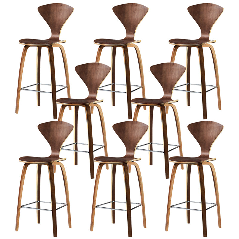 Contemporary Solid Wood Backrest Counter High Stool with 4 Legs