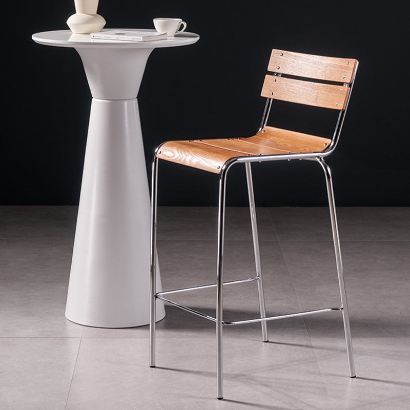 Contemporary Low Back Armless Bar Stools with Silver Metal Base